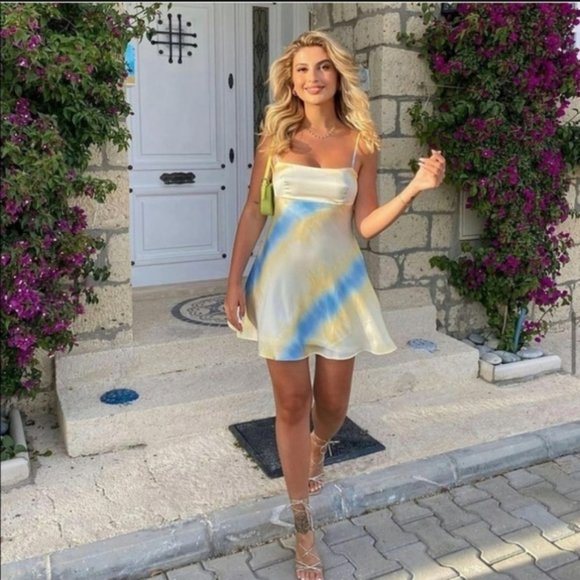 Zara Dresses & Skirts - Zara Tie-Dye Satin Effect Dress M NWT
